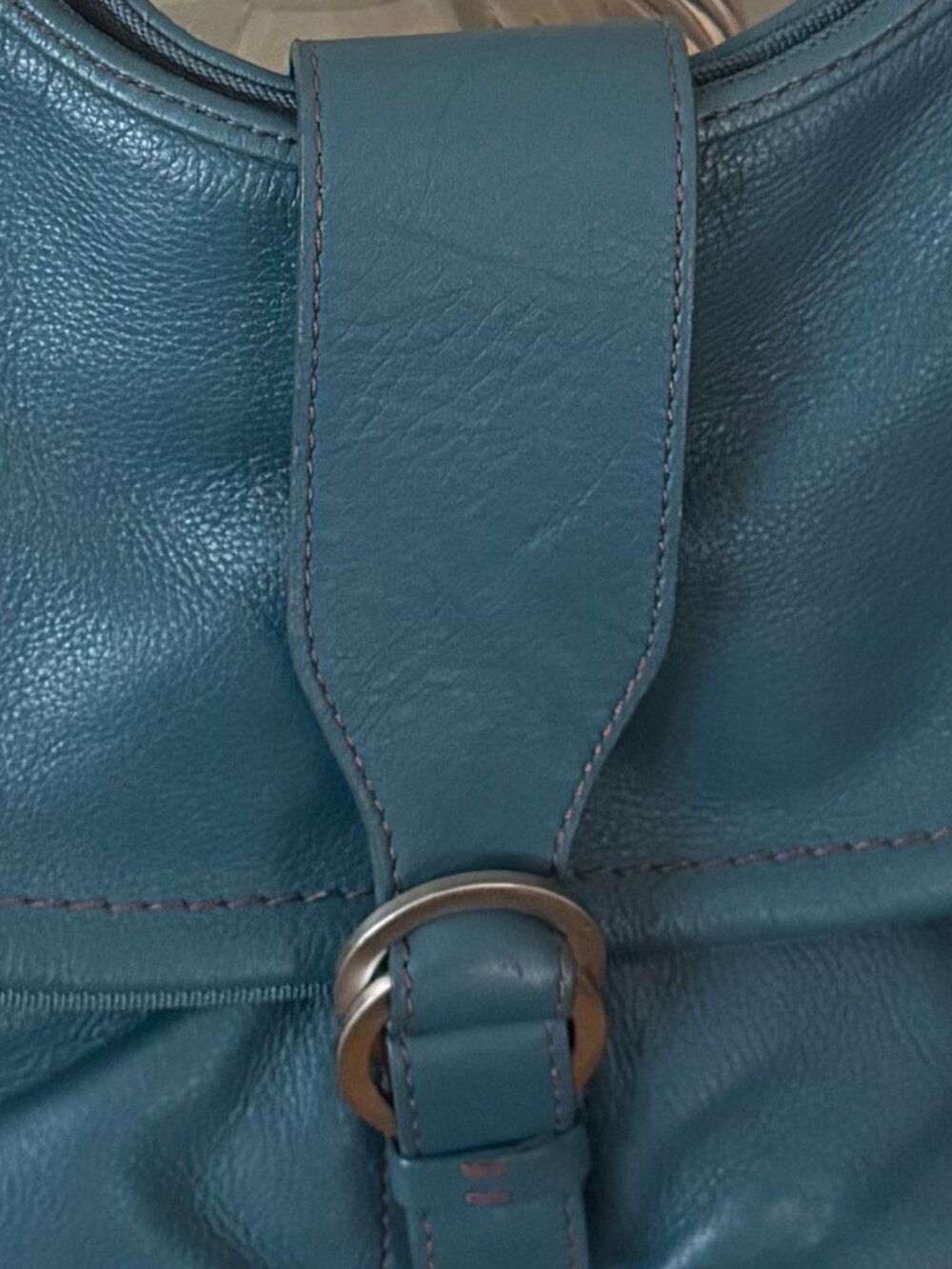 Kenneth Cole Crystal Teal Leather Handbag - Picture 5 of 14